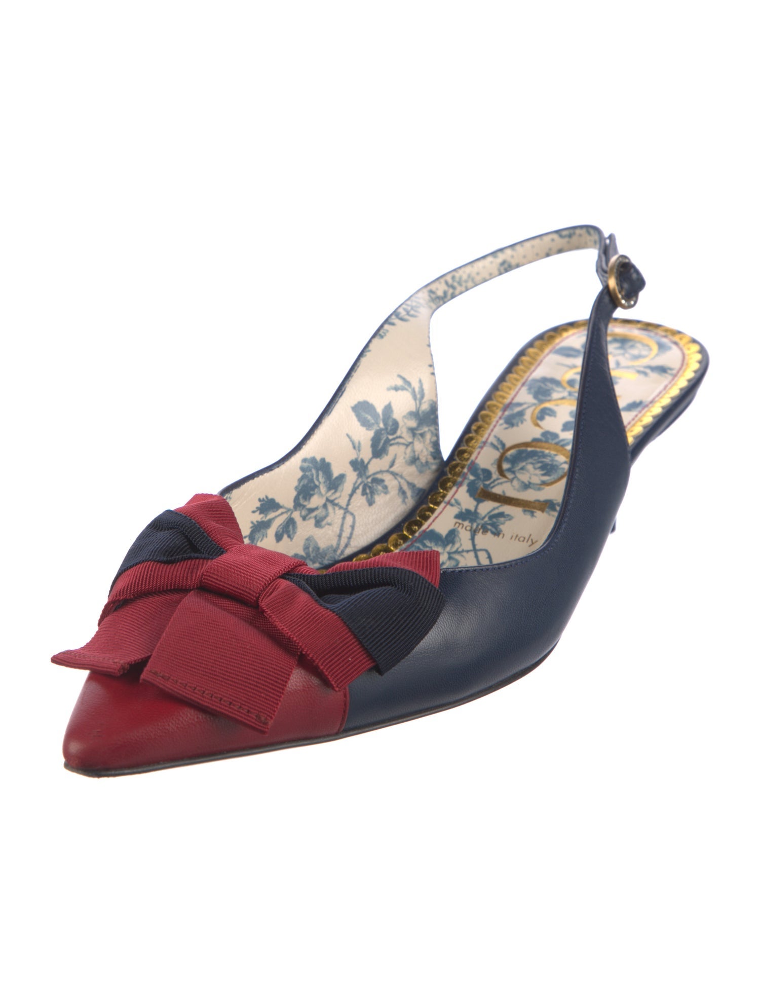 Gucci Leather Colorblock Pattern Slingback Pumps