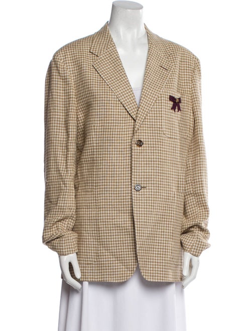 Gucci Linen Plaid Print Blazer