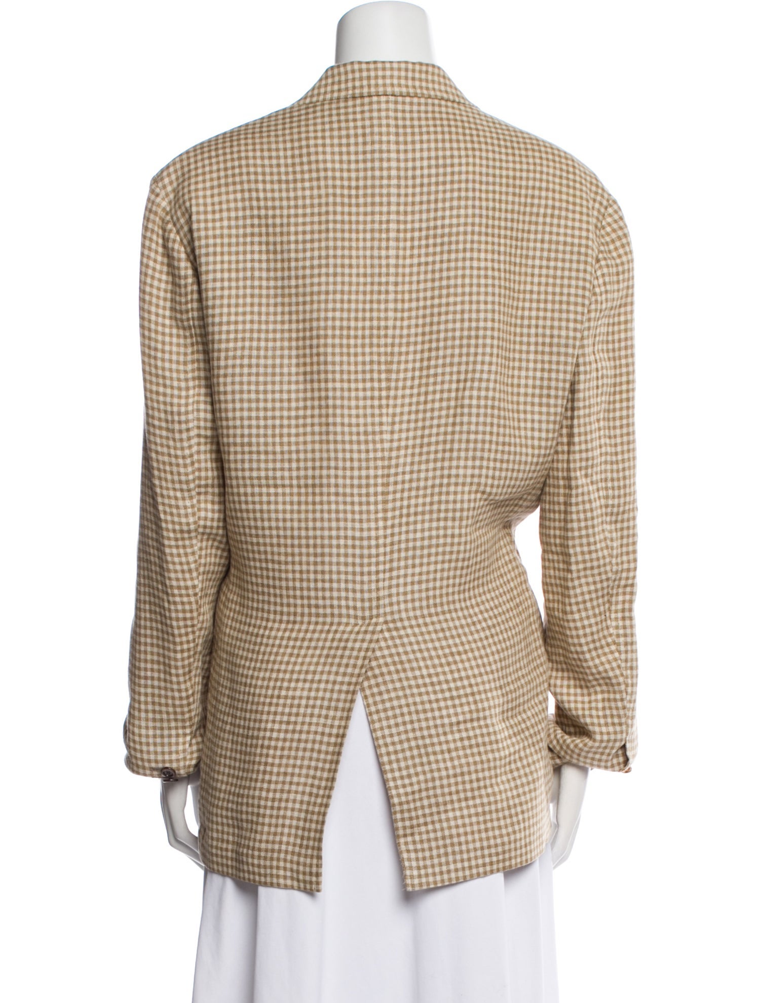 Linen Plaid Print Blazer