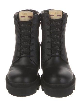 Gucci GG Supreme Leather Combat Boots