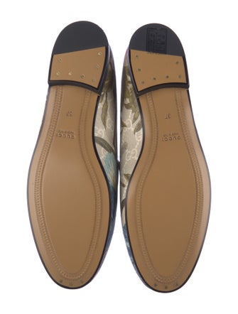 Gucci GG Canvas Leather Trim Embellishment Loafers