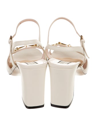 Gucci Horsebit Accent Leather Slingback Sandals