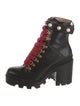 Gucci Faux Pearl Accents Leather Combat Boots