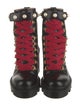Gucci Faux Pearl Accents Leather Combat Boots