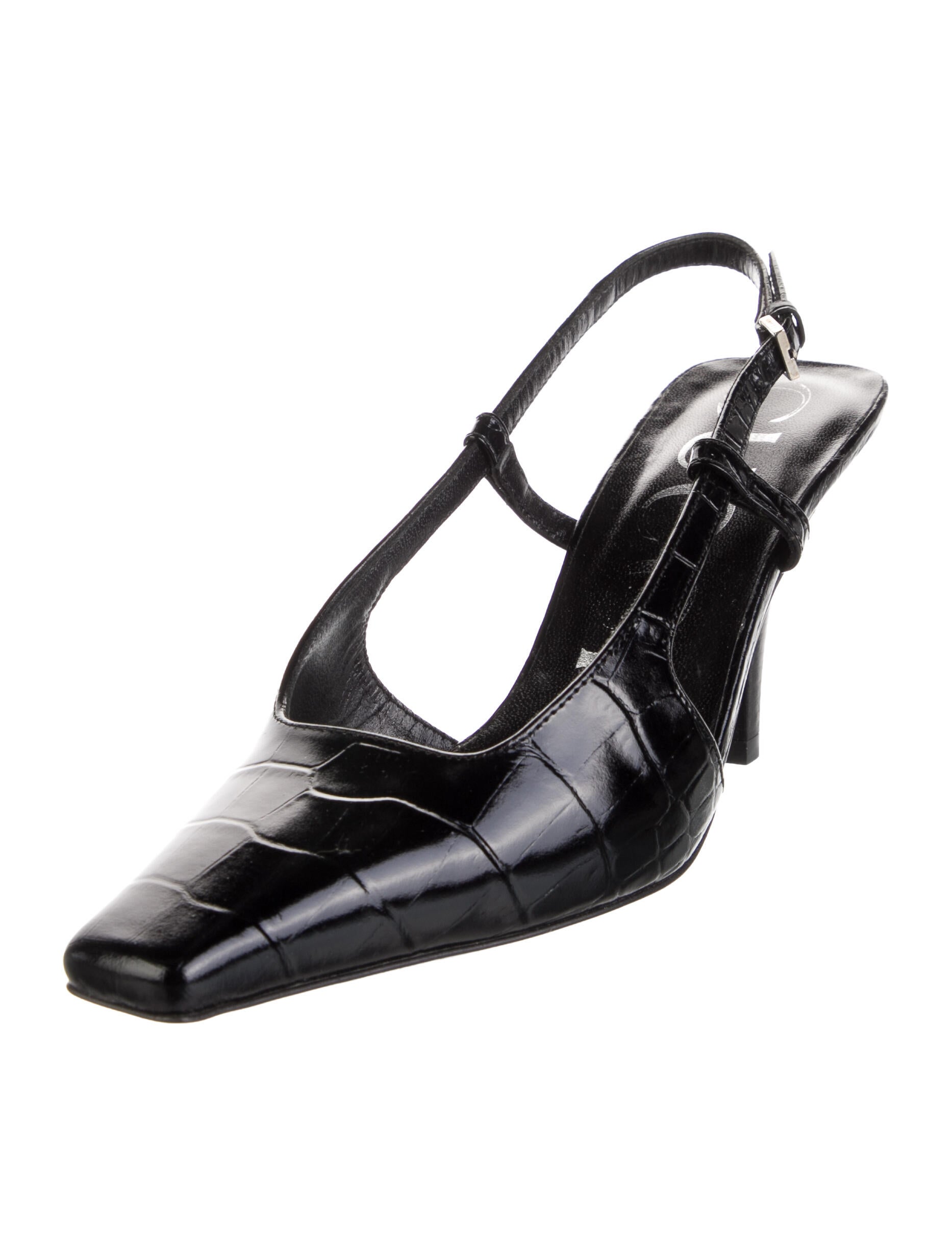 Gucci Embossed Leather Slingback Pumps