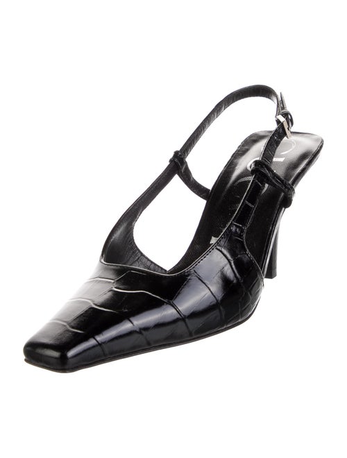 Gucci Embossed Leather Slingback Pumps