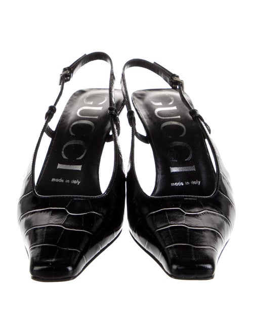 Gucci Embossed Leather Slingback Pumps