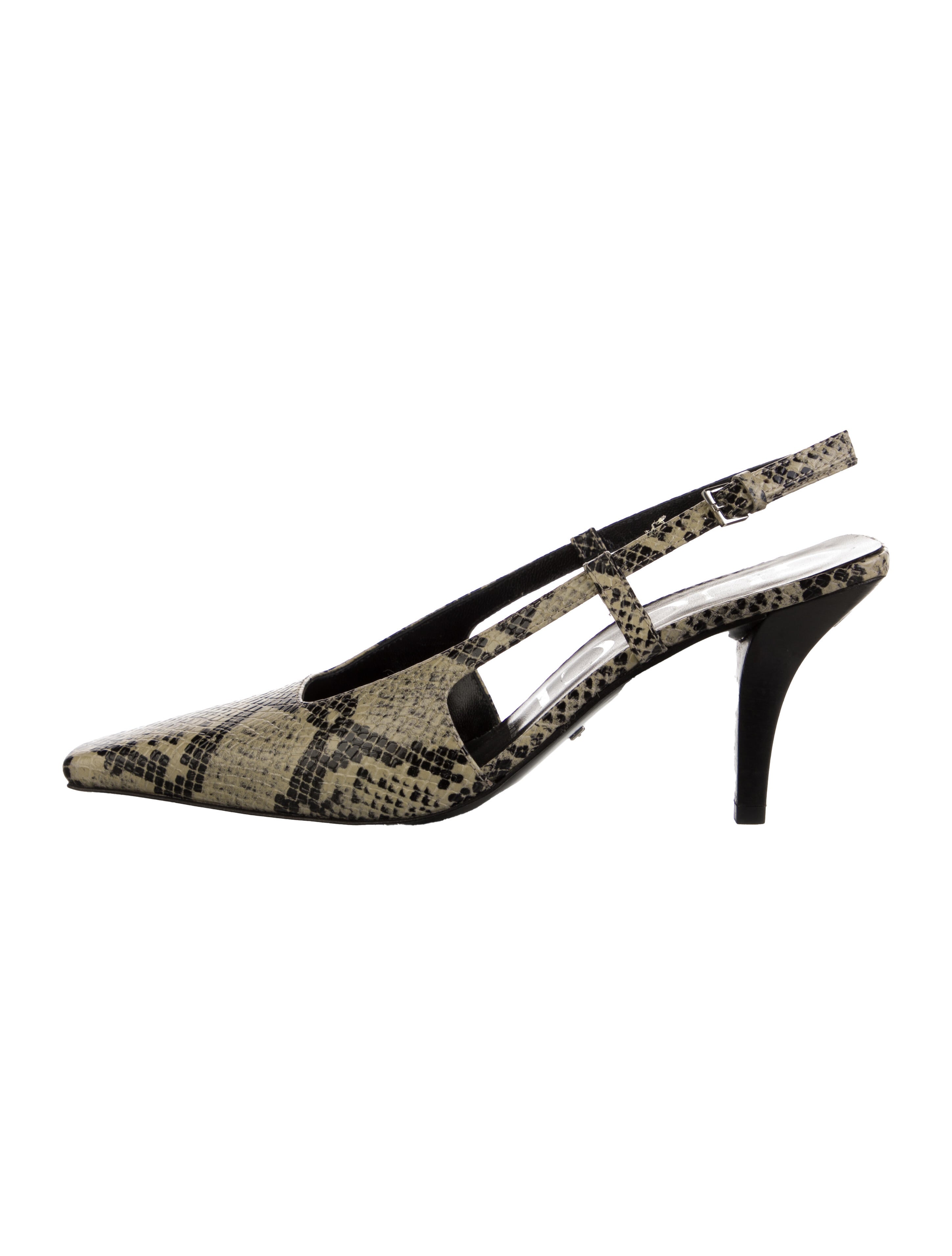 Gucci Embossed Leather Printed Slingback Pumps