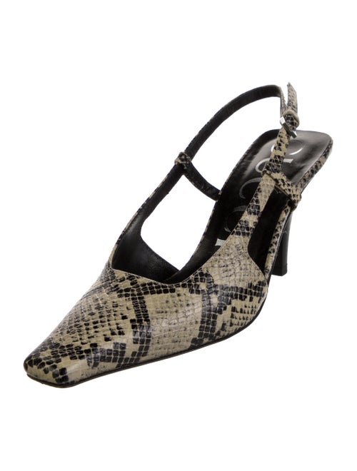 Gucci Embossed Leather Printed Slingback Pumps