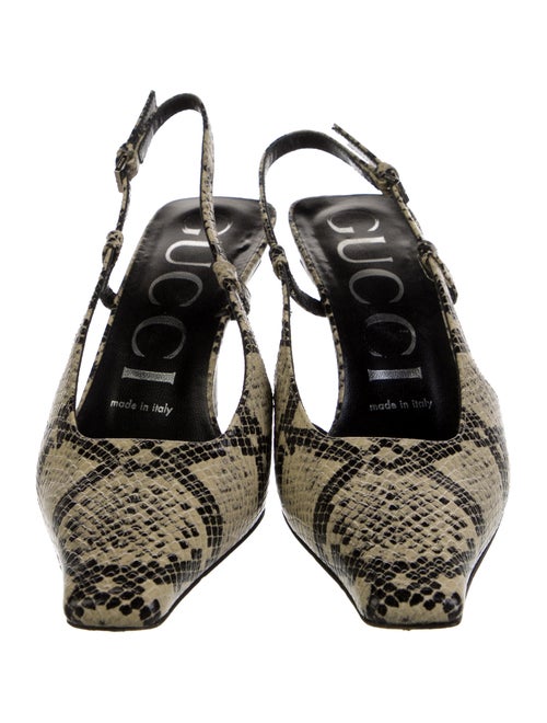 Gucci Embossed Leather Printed Slingback Pumps