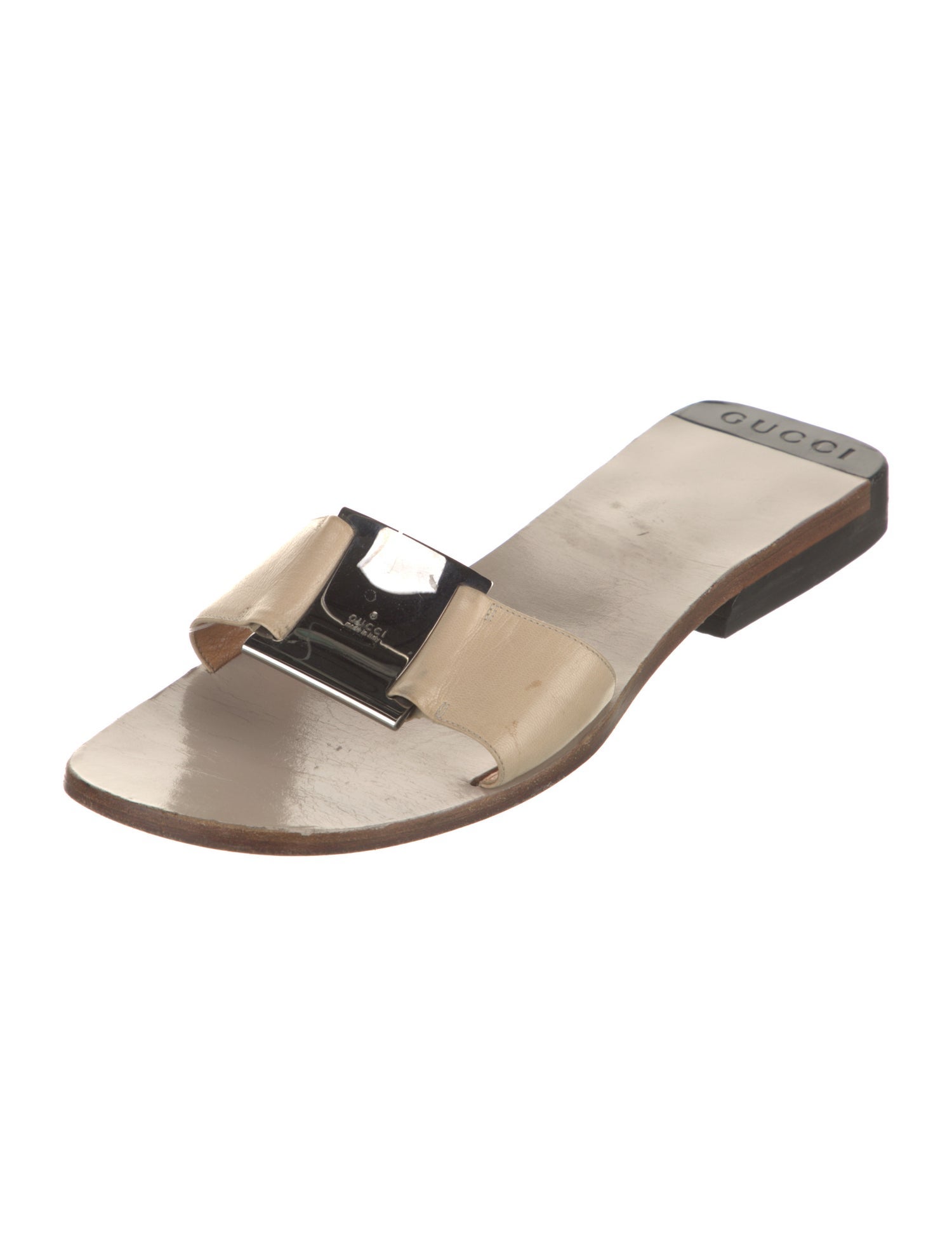 Gucci Double G Logo Leather Slides