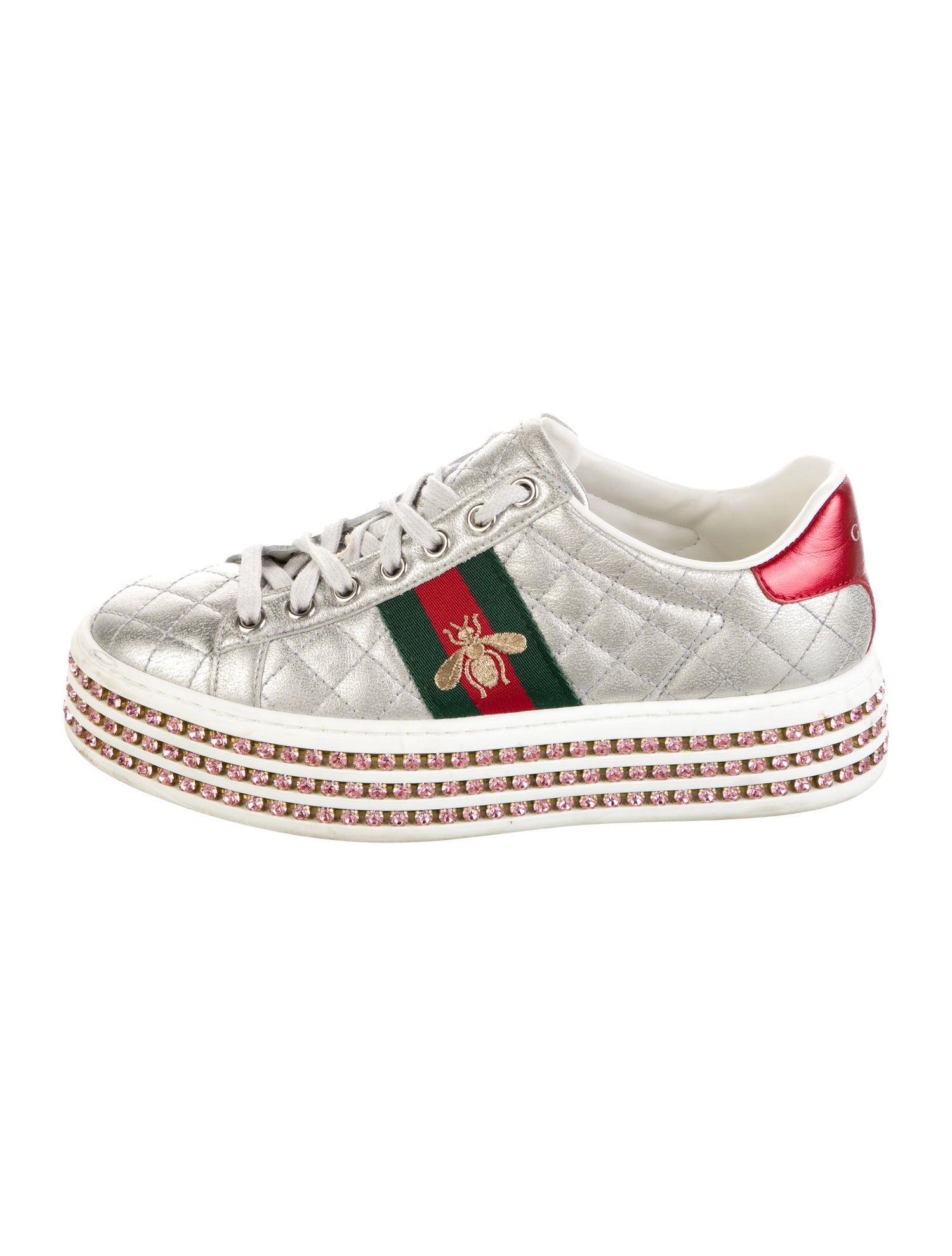 Gucci Quilted Pattern Leather Sneakers