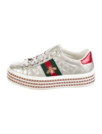 Gucci Quilted Pattern Leather Sneakers
