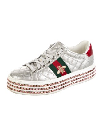 Gucci Quilted Pattern Leather Sneakers