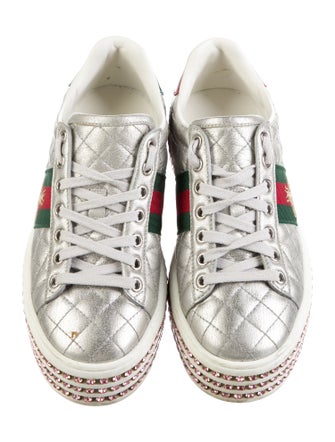 Gucci Quilted Pattern Leather Sneakers