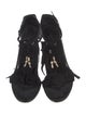 Gucci Suede Fringe Trim Accent T-Strap Sandals