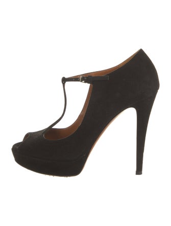 Gucci Suede T-Strap Pumps