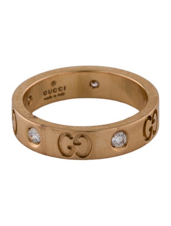 Gucci 18K Diamond Thin Icon Band Ring