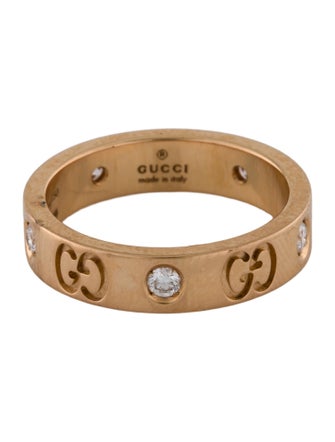Gucci 18K Diamond Thin Icon Band Ring