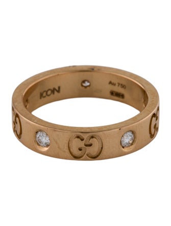 Gucci 18K Diamond Thin Icon Band Ring