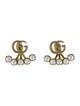 Gucci Faux Pearl Double G Drop Earrings