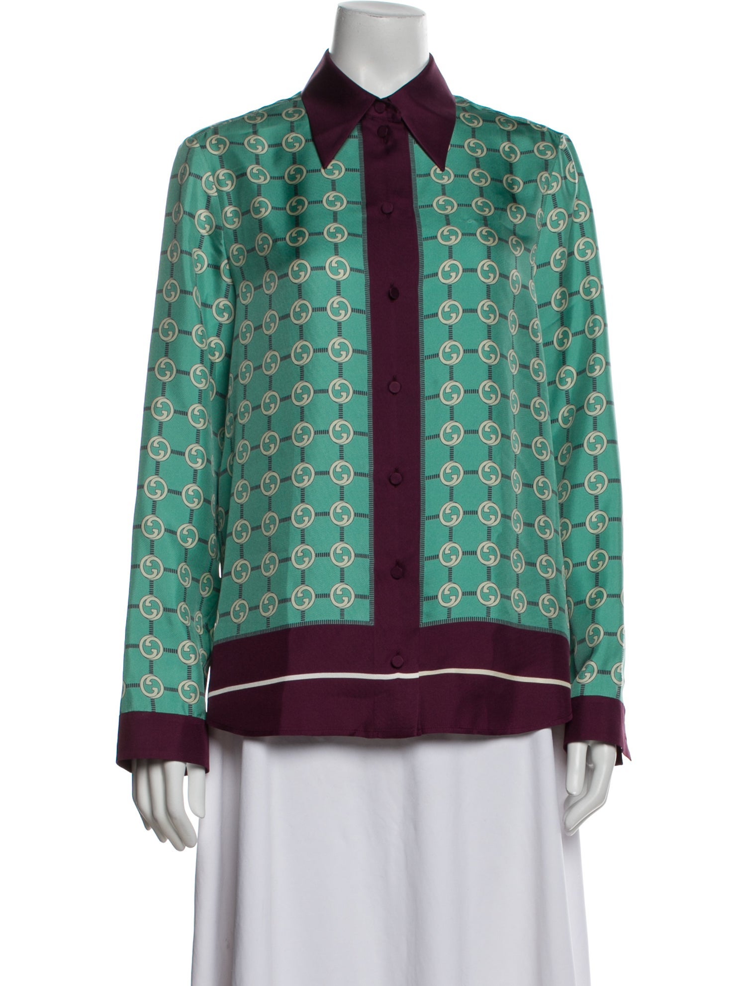 Gucci Silk Printed Button-Up Top