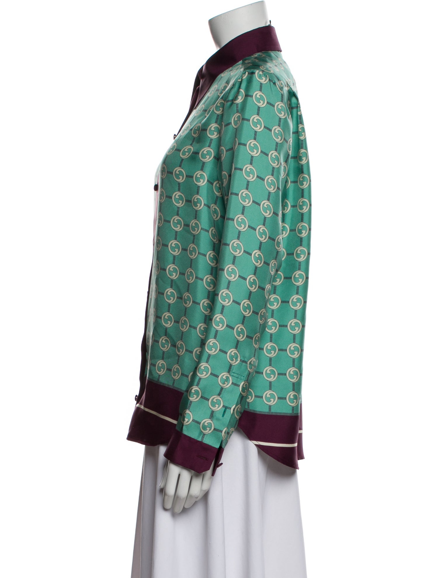 Gucci Silk Printed Button-Up Top