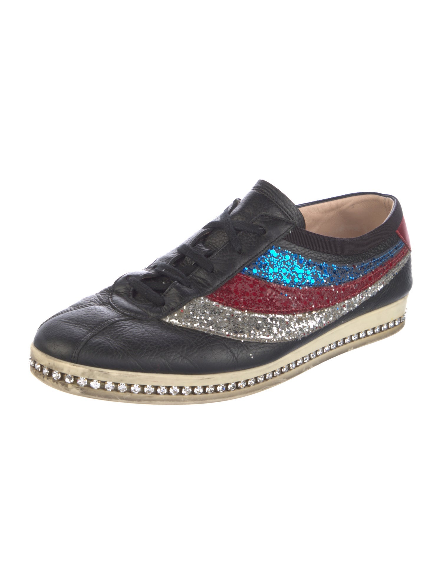 Gucci Sylvie Web Accent Leather Espadrille Sneakers