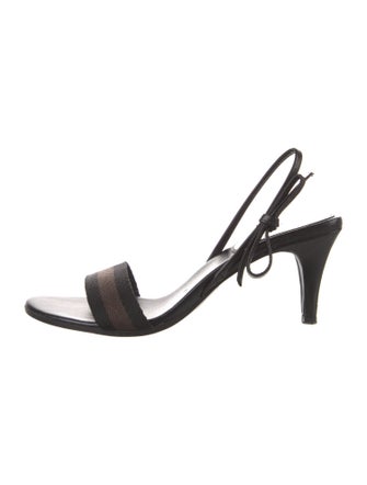 Gucci Leather Bow Accents Slingback Sandals