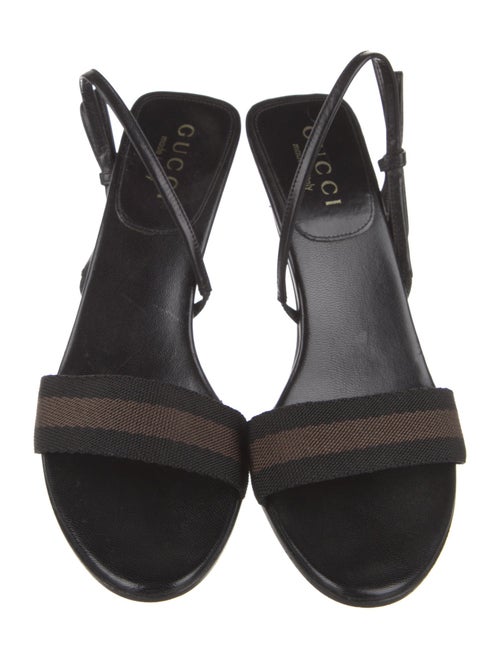 Gucci Leather Bow Accents Slingback Sandals