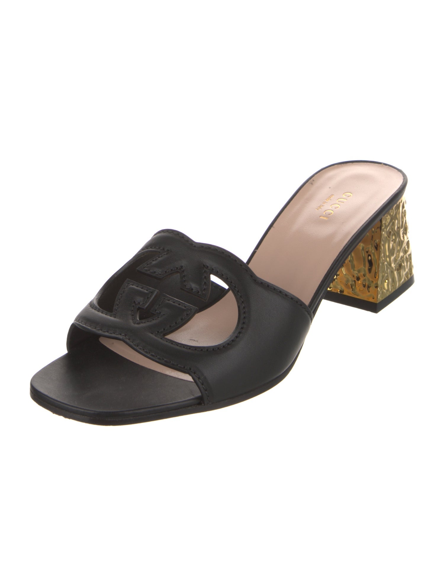 Gucci Interlocking G Logo Leather Slides w/ Tags