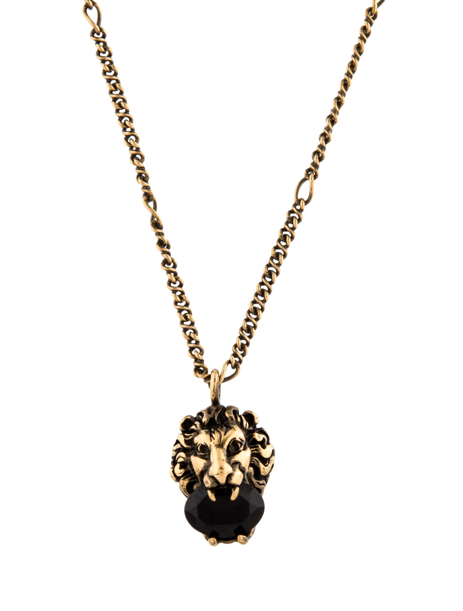 Gucci Crystal Lion Head Pendant Necklace