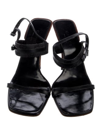 Gucci GG Canvas Leather Slingback Sandals