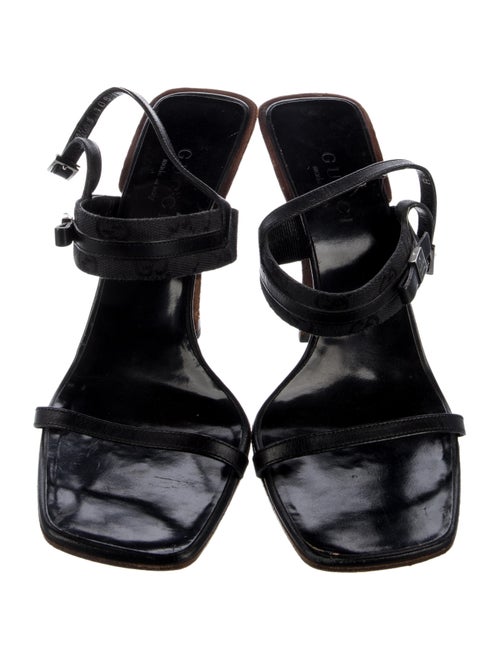 Gucci GG Canvas Leather Slingback Sandals