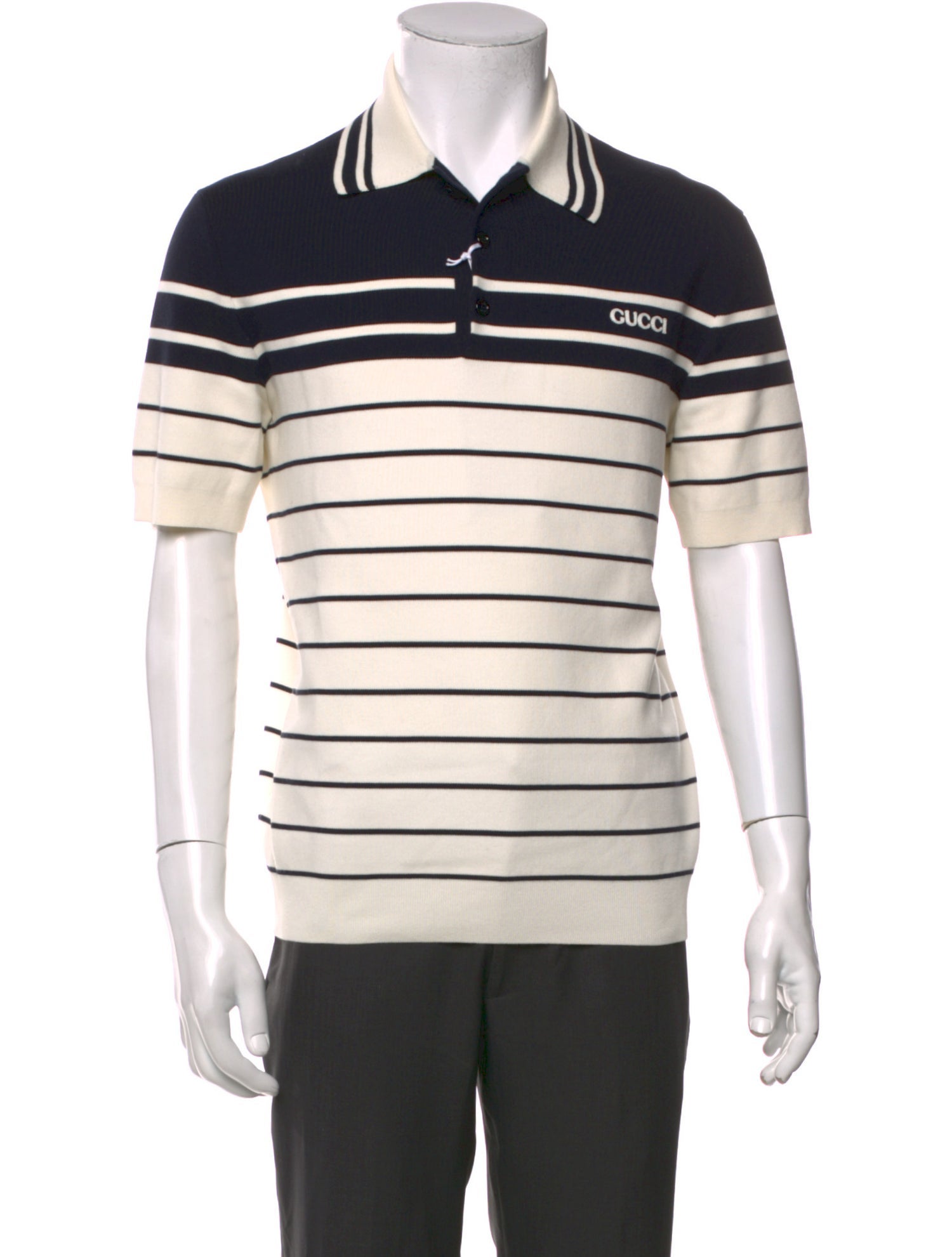 Gucci Double G Logo V-Neck Polo Shirt w/ Tags