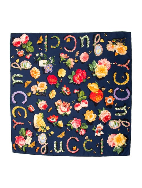 Gucci Silk Floral Print Scarf