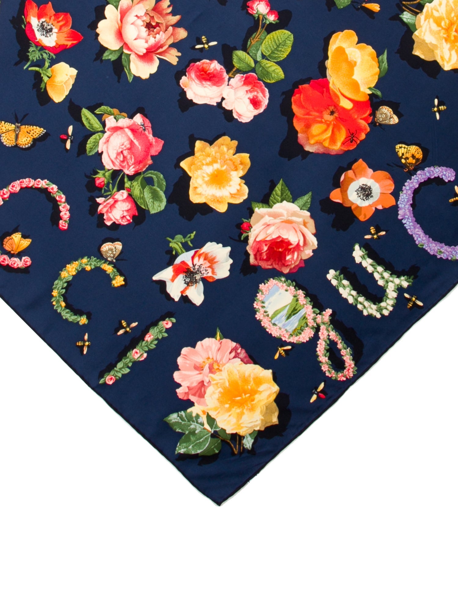 Gucci Silk Floral Print Scarf