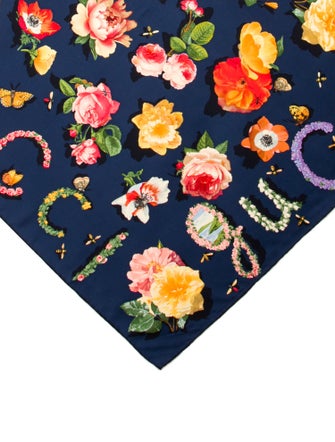 Gucci Silk Floral Print Scarf