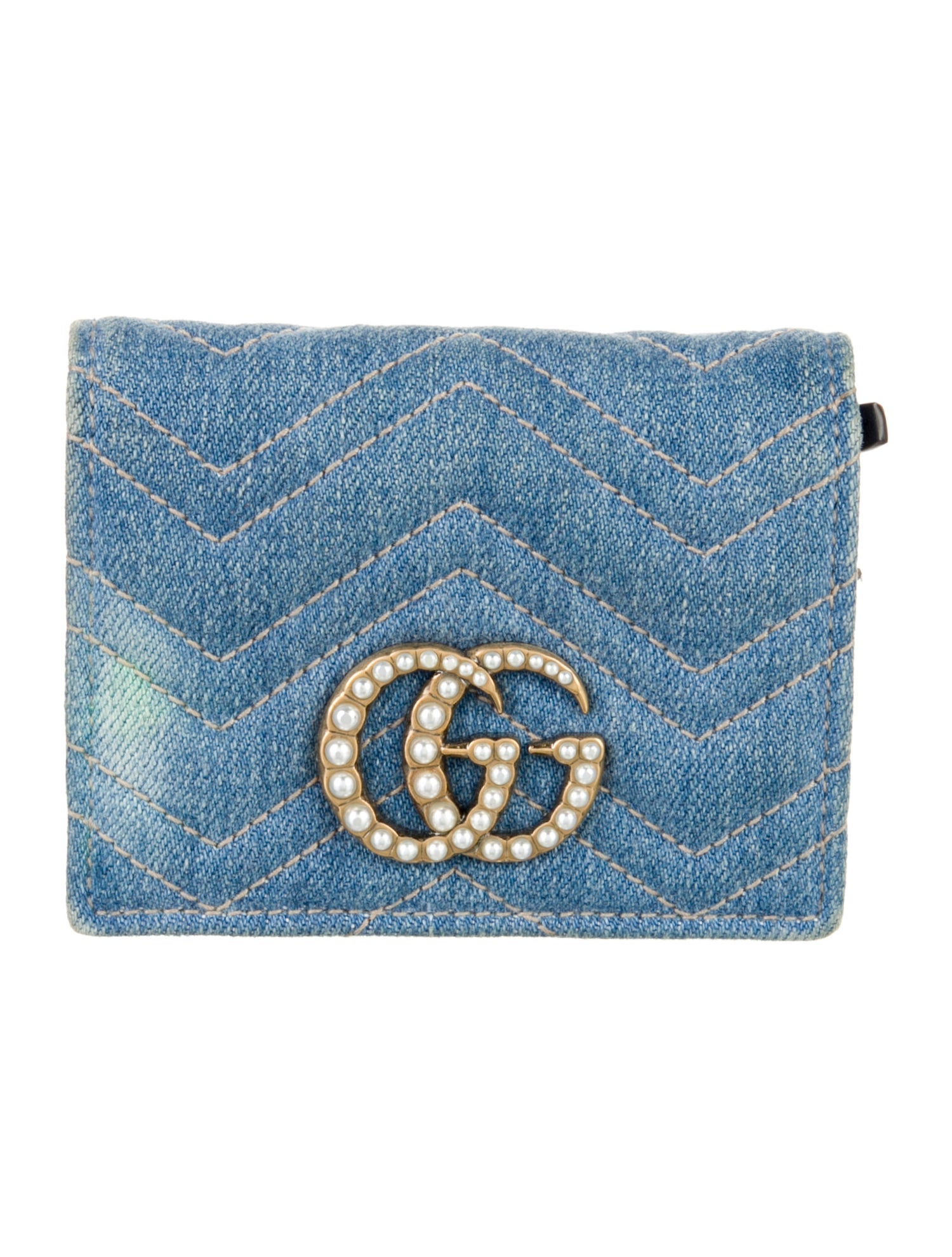 Gucci Double G Logo Denim Wallet