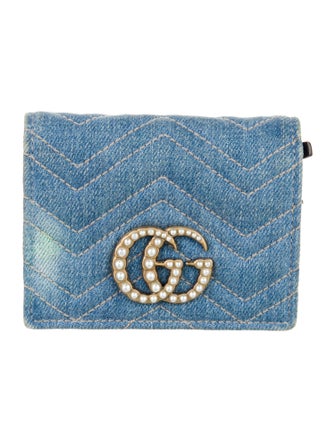 Gucci Double G Logo Denim Wallet