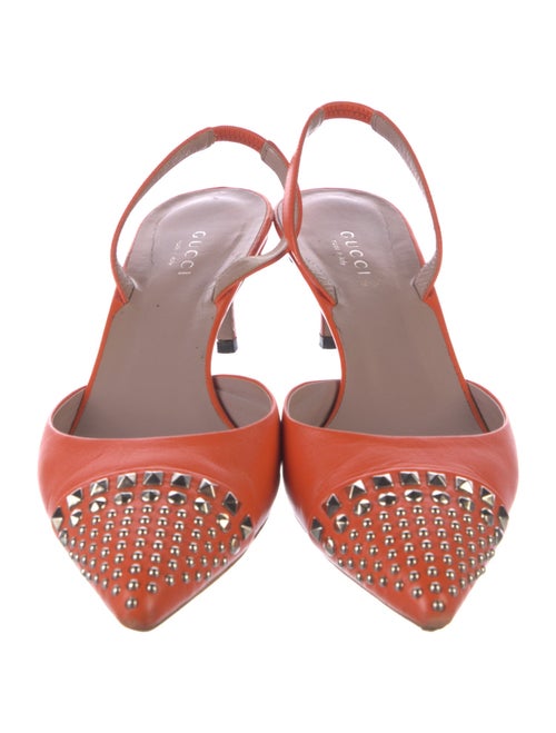 Gucci Rockstud Accents Leather Slingback Pumps
