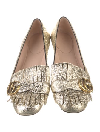 Gucci Double G Logo Leather Ballet Flats