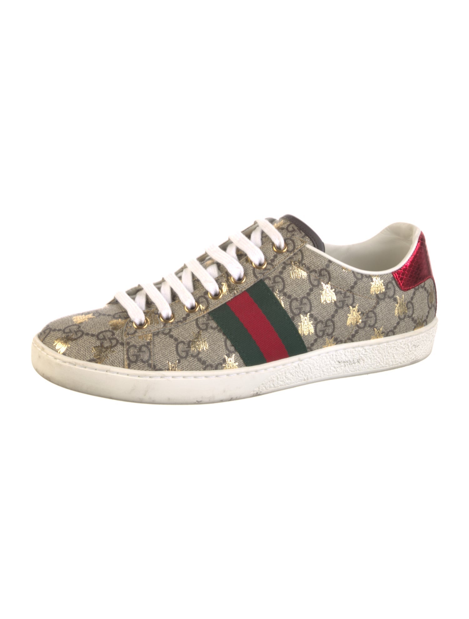 Gucci GG Supreme Leather Trim Embellishment Sneakers