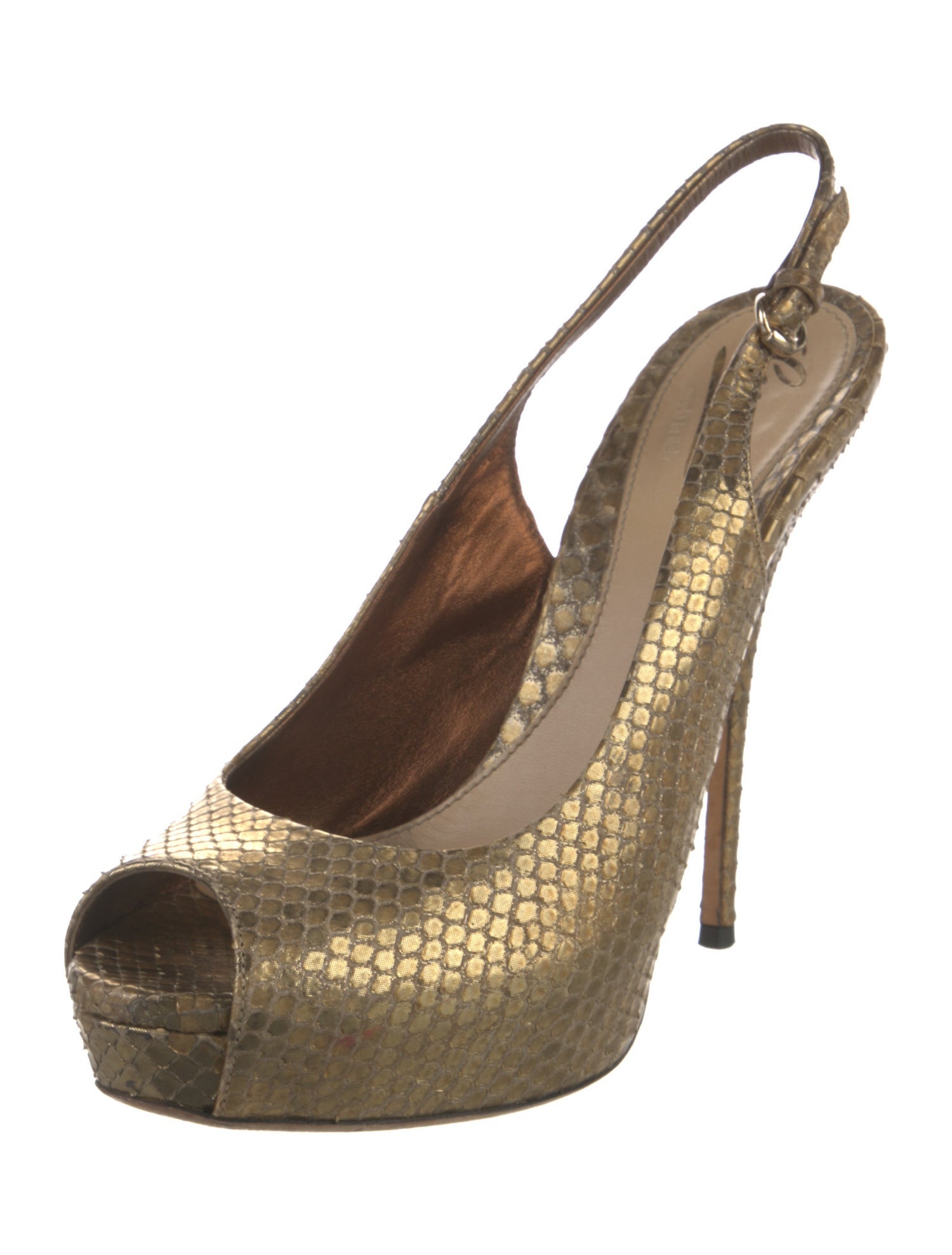 Gucci Snakeskin Animal Print Slingback Pumps