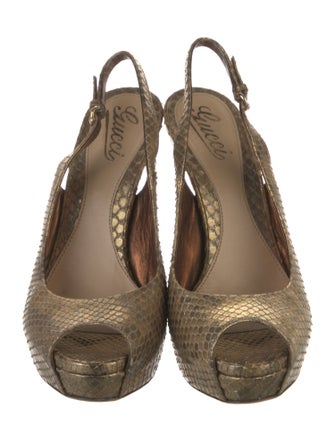 Gucci Snakeskin Animal Print Slingback Pumps