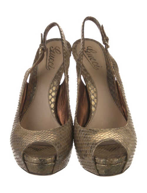 Gucci Snakeskin Animal Print Slingback Pumps