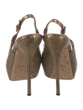 Gucci Snakeskin Animal Print Slingback Pumps