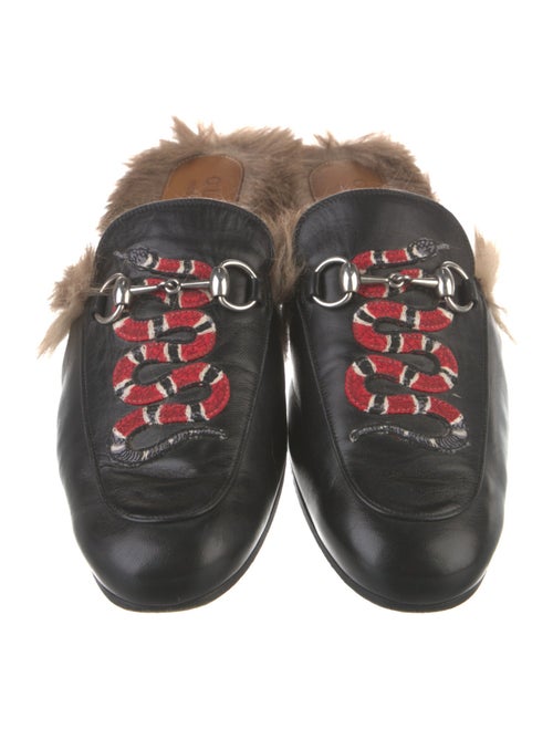 Gucci Leather Fur Trim Sandals