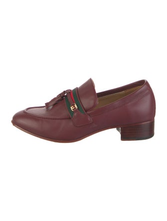 Gucci Web Accent Leather Loafers