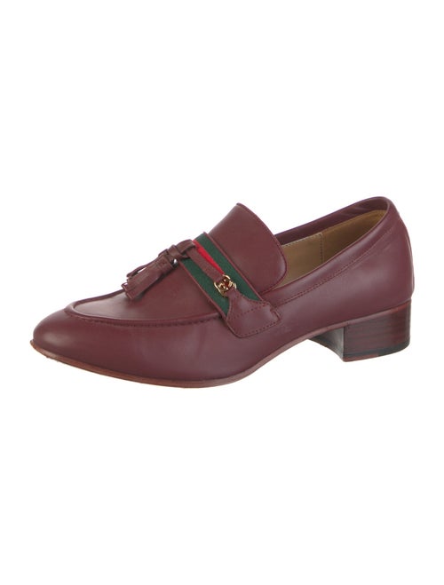 Gucci Web Accent Leather Loafers